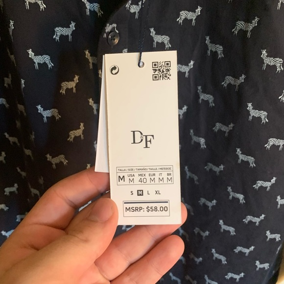 Mens Denim and Flower Zebra Dress Shirt - Picture 6 of 7